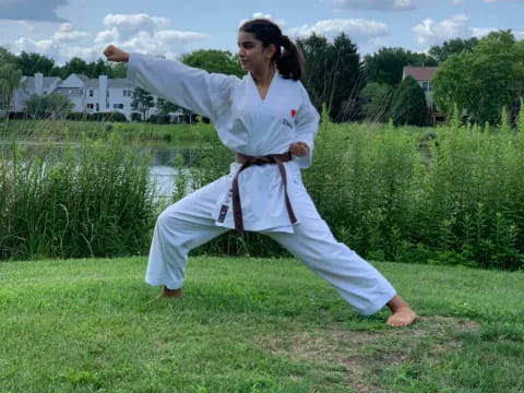 a man in a karate uniform