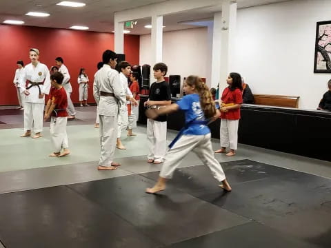 a group of people in a room