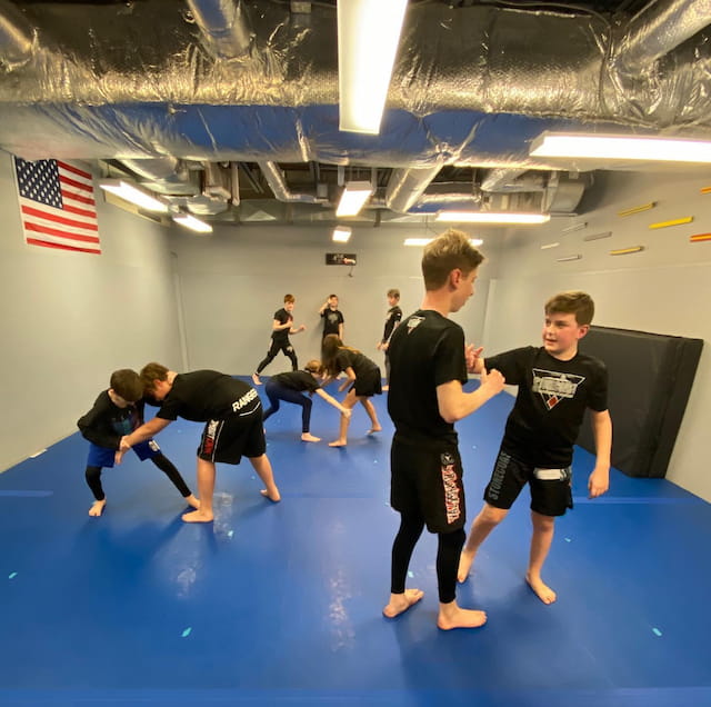 a group of people in a pool