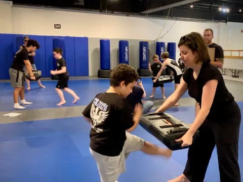 a group of people exercising