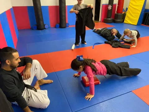 a group of people exercising