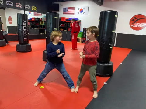 a couple of kids playing a game