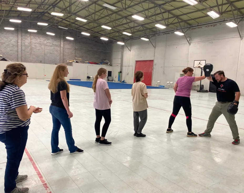 a group of people exercising