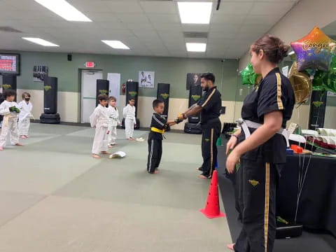 a group of people in a room