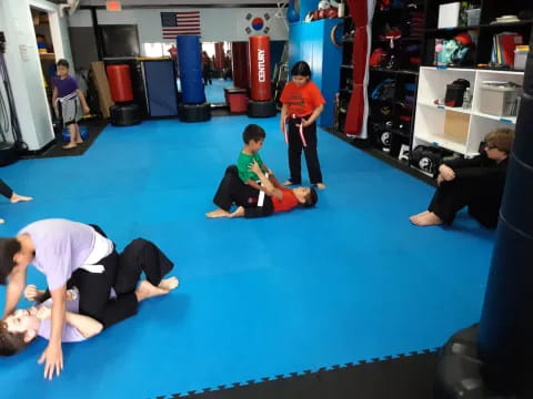 a group of people in a room