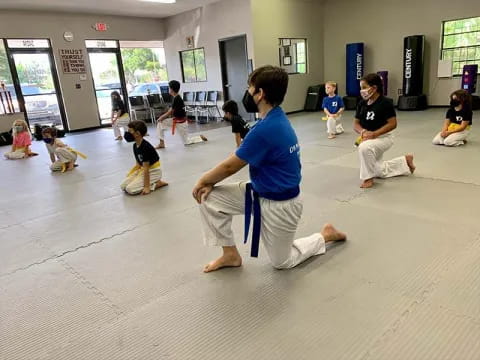 a group of people in a room