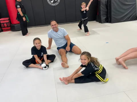 a group of people on the floor