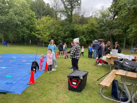 a group of people at a park