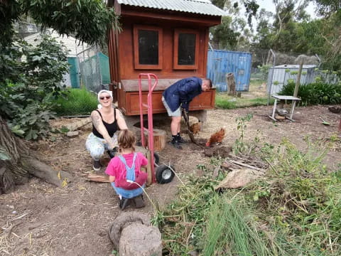 a group of people outside