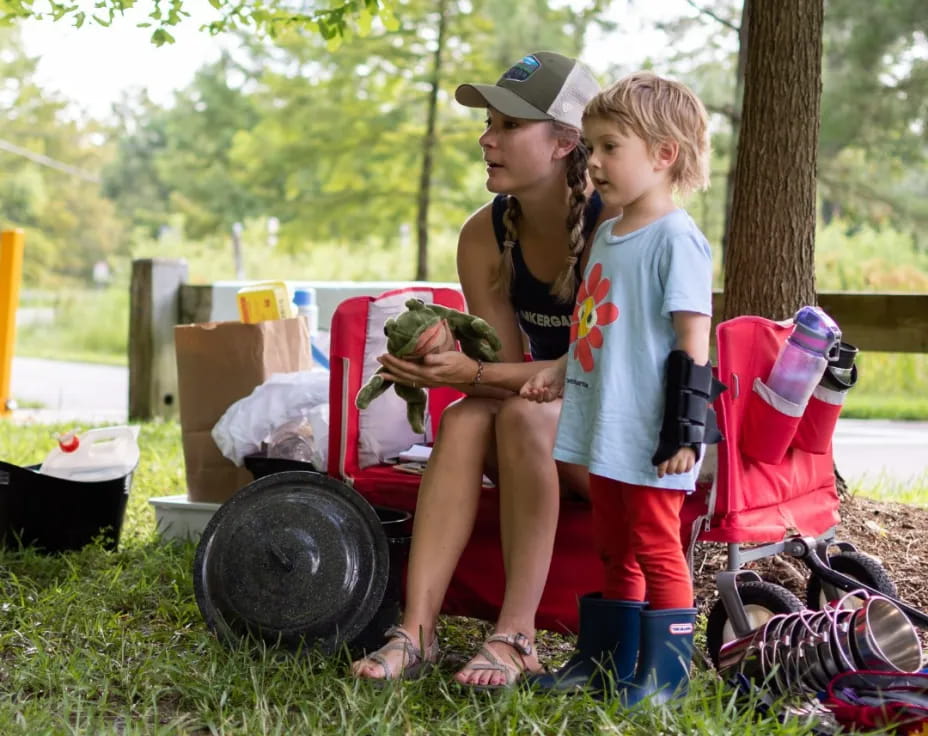a person and a child outside