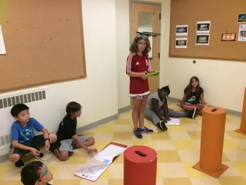 a person standing in a classroom