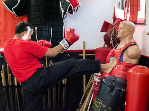 a person in a red shirt