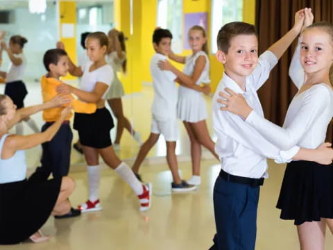 a group of children dancing
