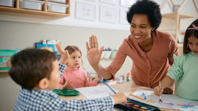 a person and several children