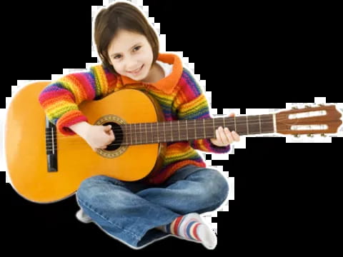 a child playing a guitar