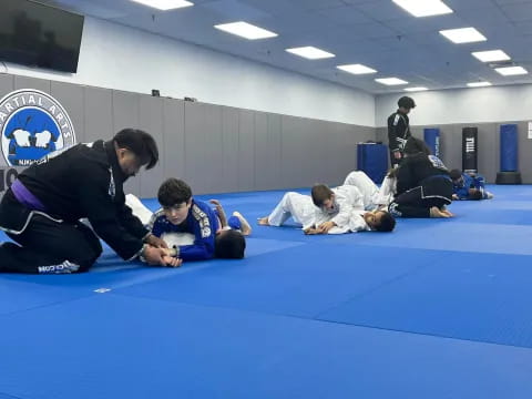 a group of people in a room