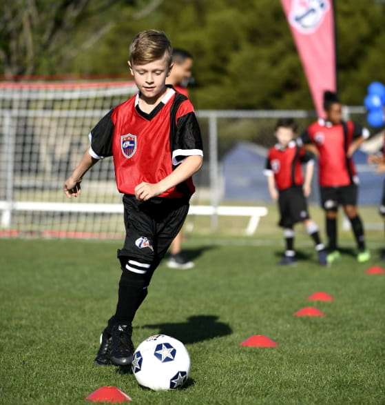 a boy playing football