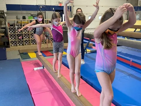 a group of girls in a gym