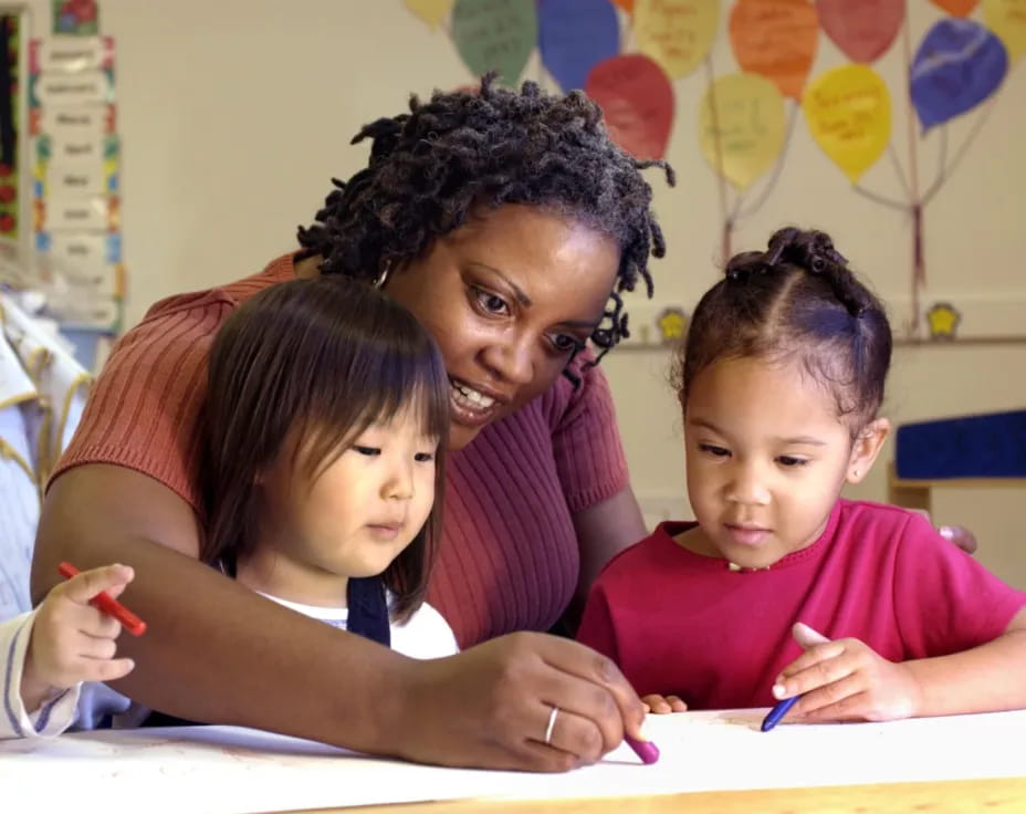 a person and two children