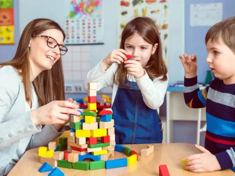 a woman and two children
