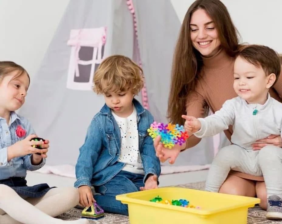 a person and two children