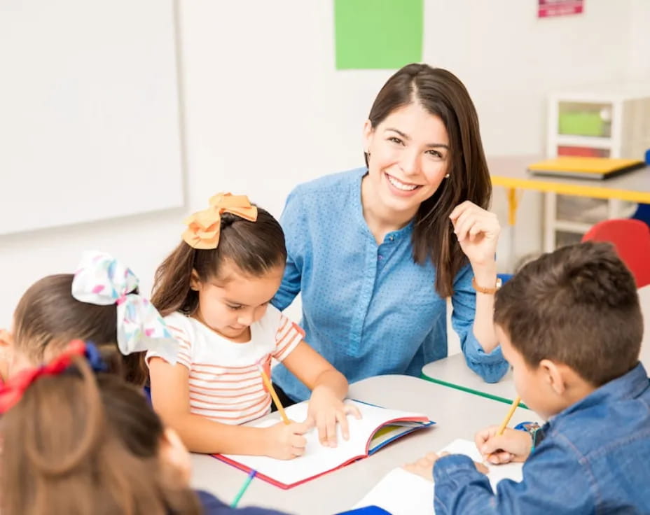 a person and several children