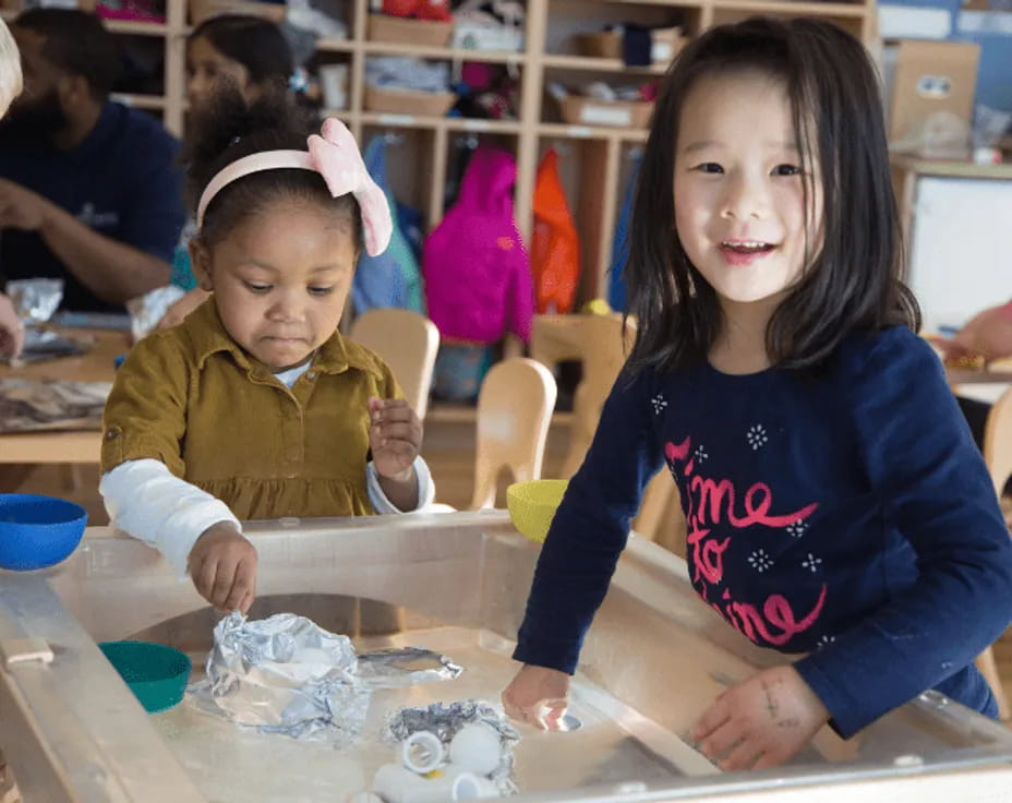 a group of children in a classroom