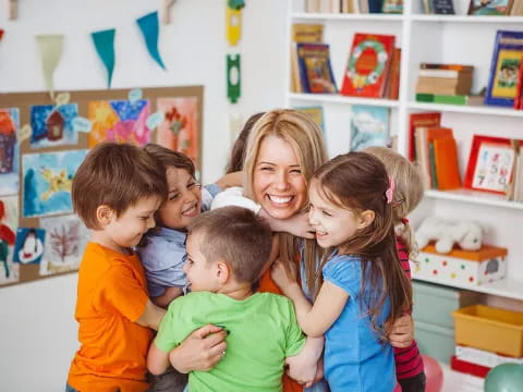 a person and several children