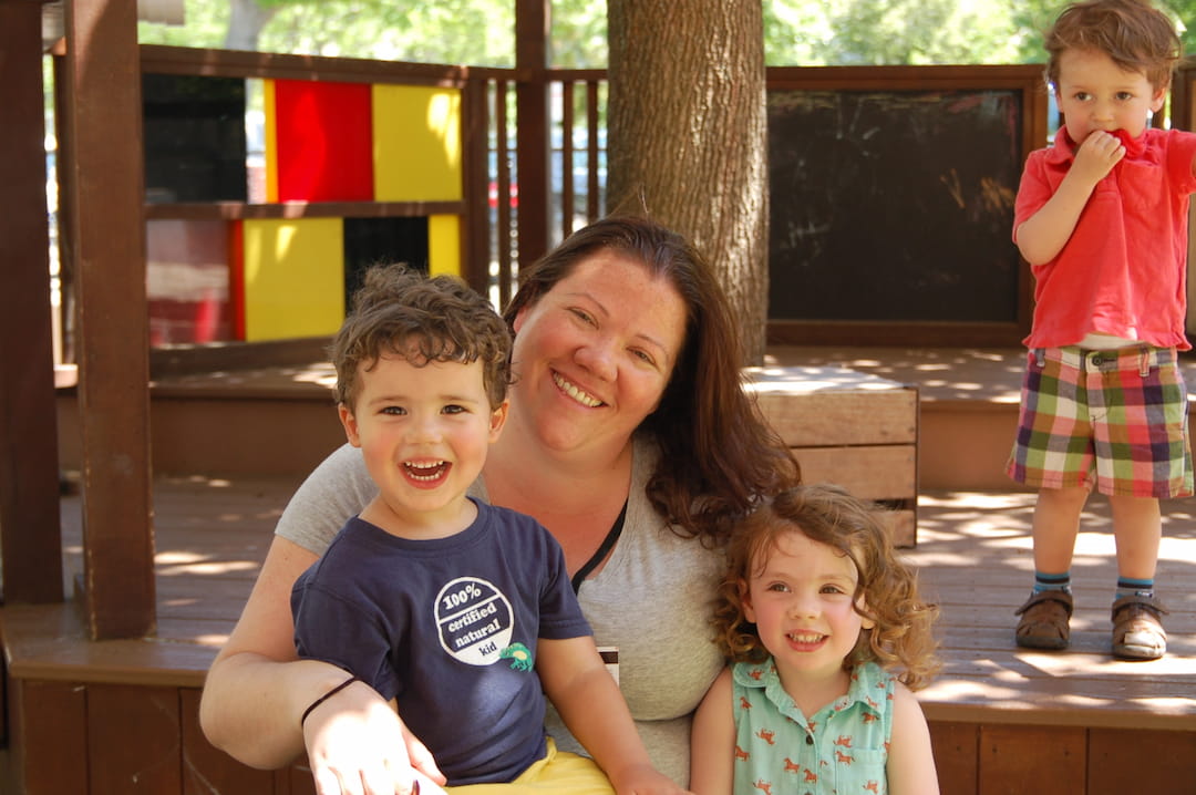 a person and two children