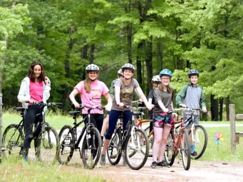 a group of people on bicycles