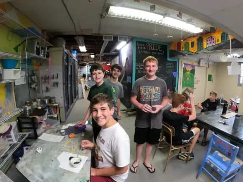 a group of people in a room