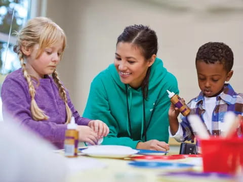 a person and two children