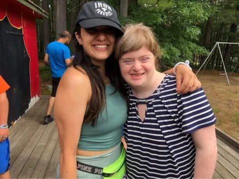 a woman hugging a man