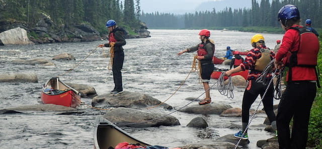 a group of people fishing