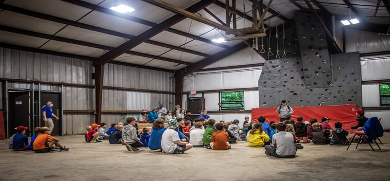 a group of people sitting in a room
