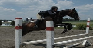 a man riding a horse