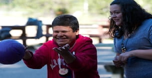 a person in a red shirt