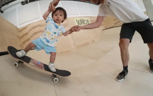 a kid riding a skateboard