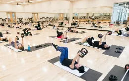 a group of people exercising