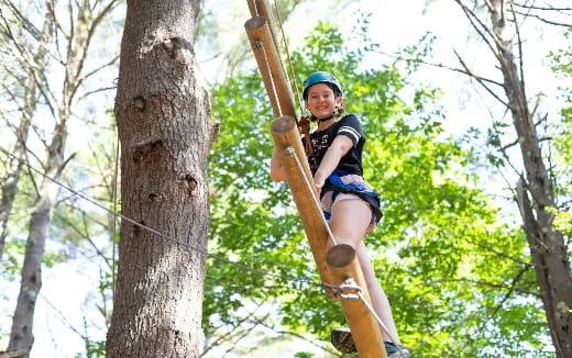 a man climbing a tree