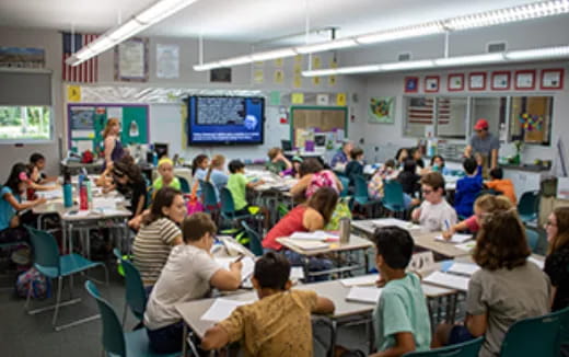 a classroom full of students