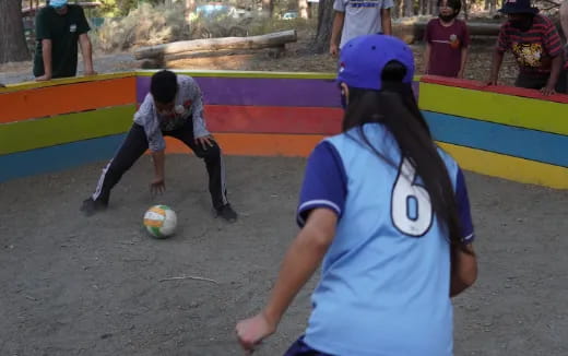 a girl playing football