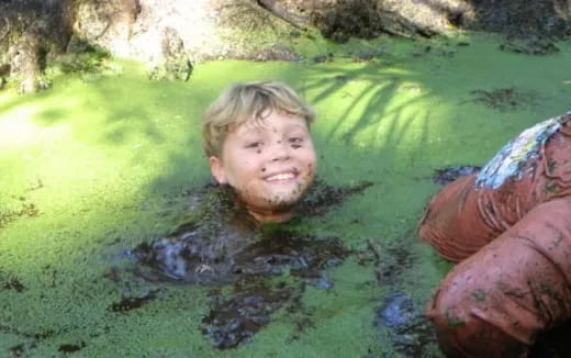 a person in a pool