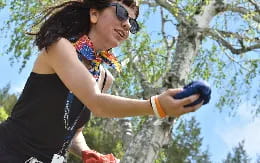 a person holding a tree