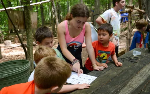 a group of children sitting on a table