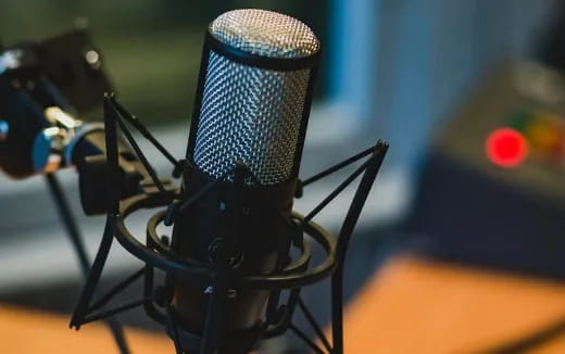 a microphone on a stand