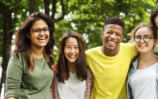 a group of people smiling