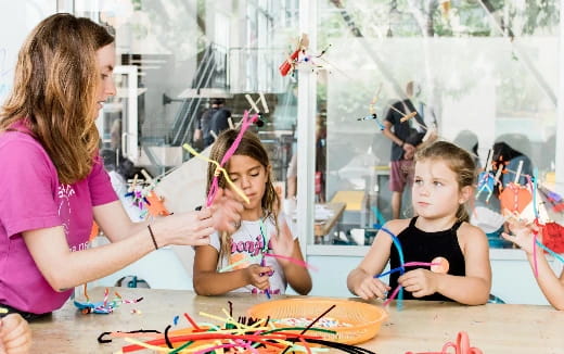 a person and a couple of children