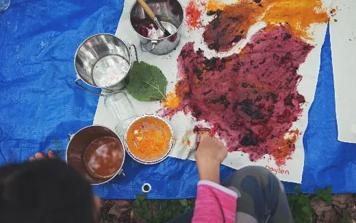 a group of people eating food