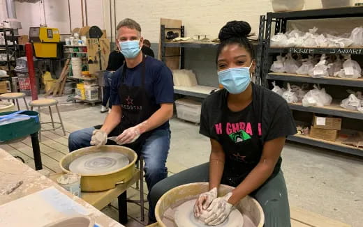 a group of people wearing masks